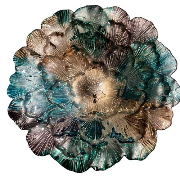 Other - Glass Floral Decorative Bowl